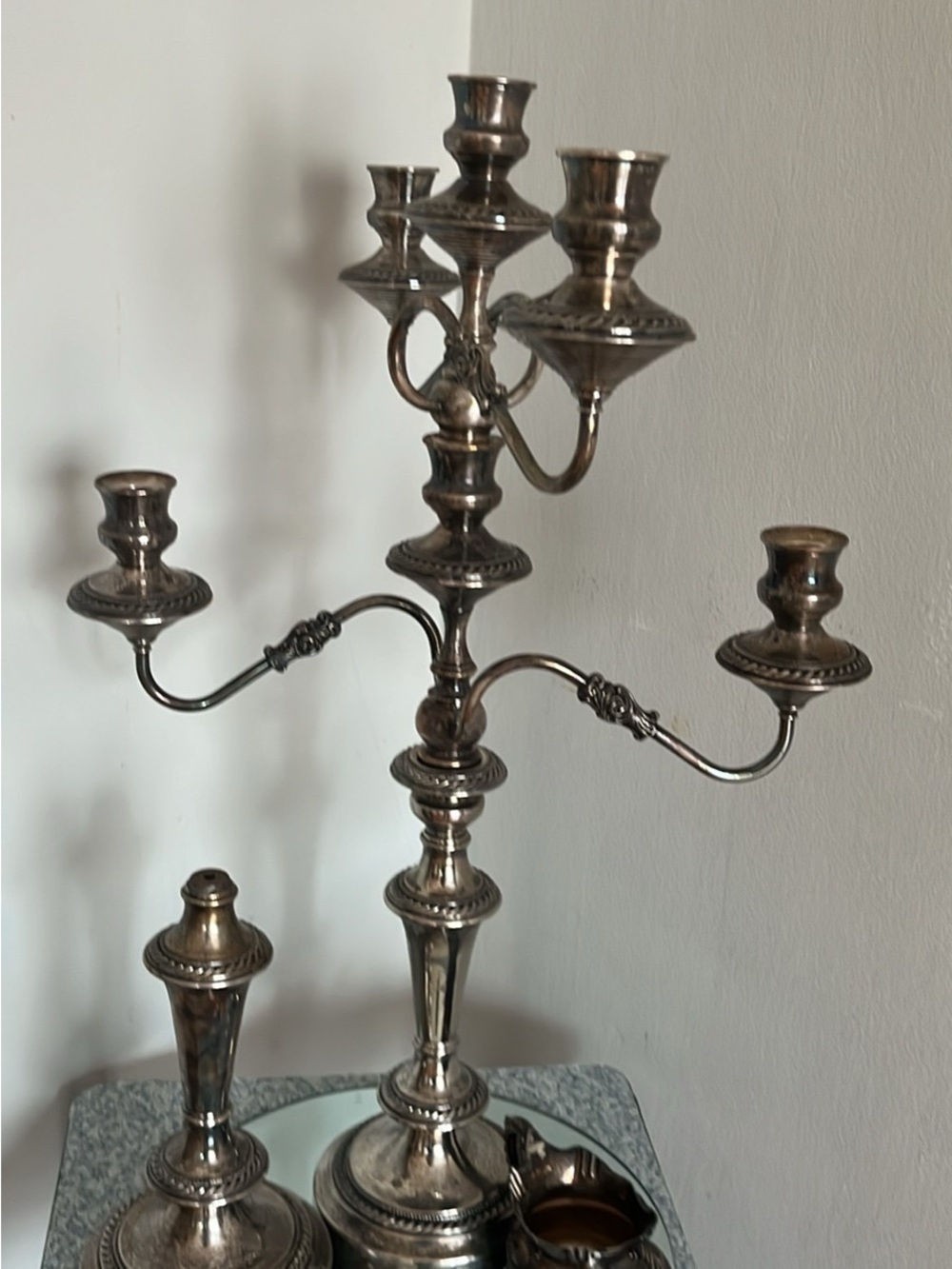 Vintage Five-Arm Silver Candelabra  brand lifetime silver plate